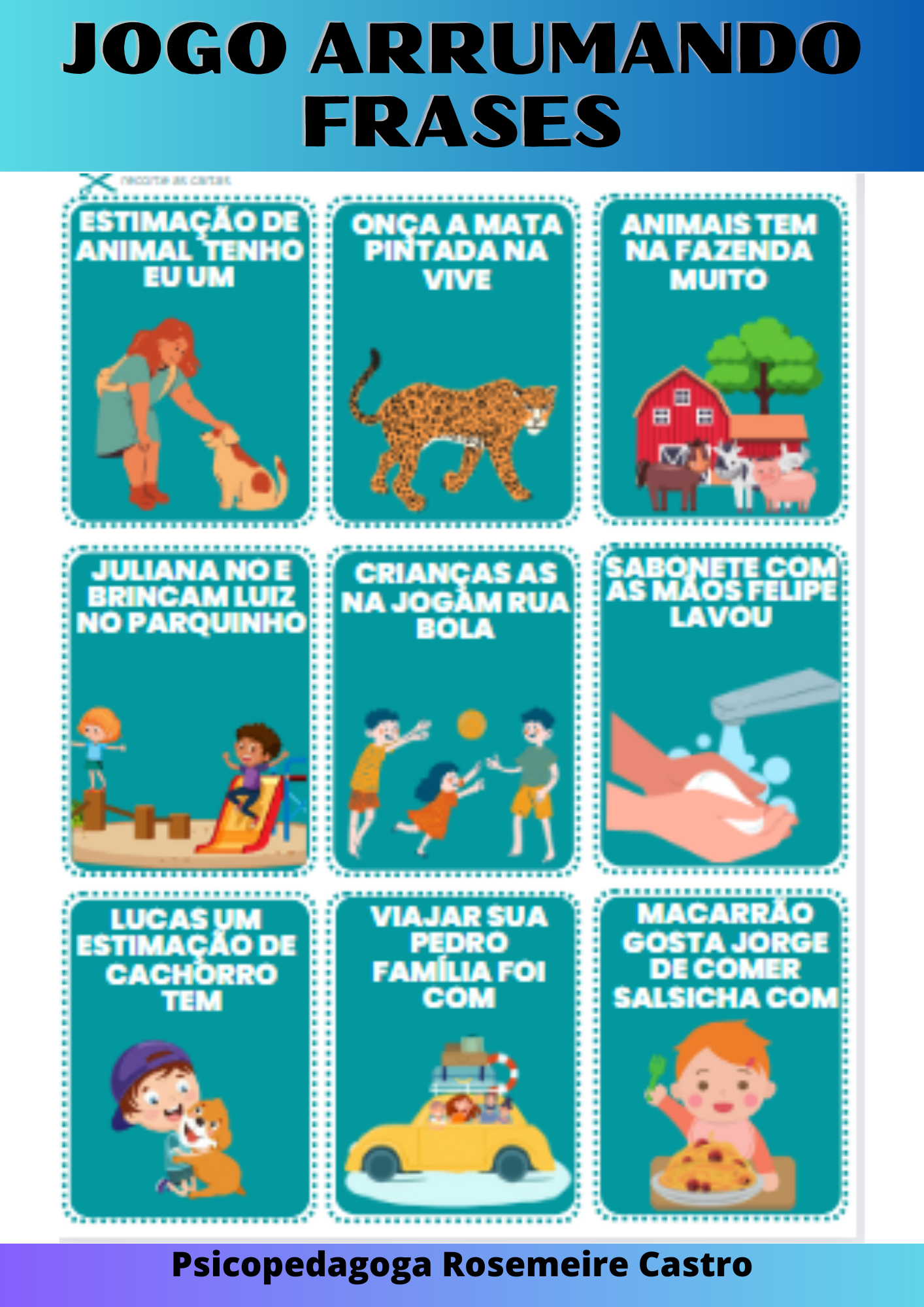 Jogos e frases para aprender palavras