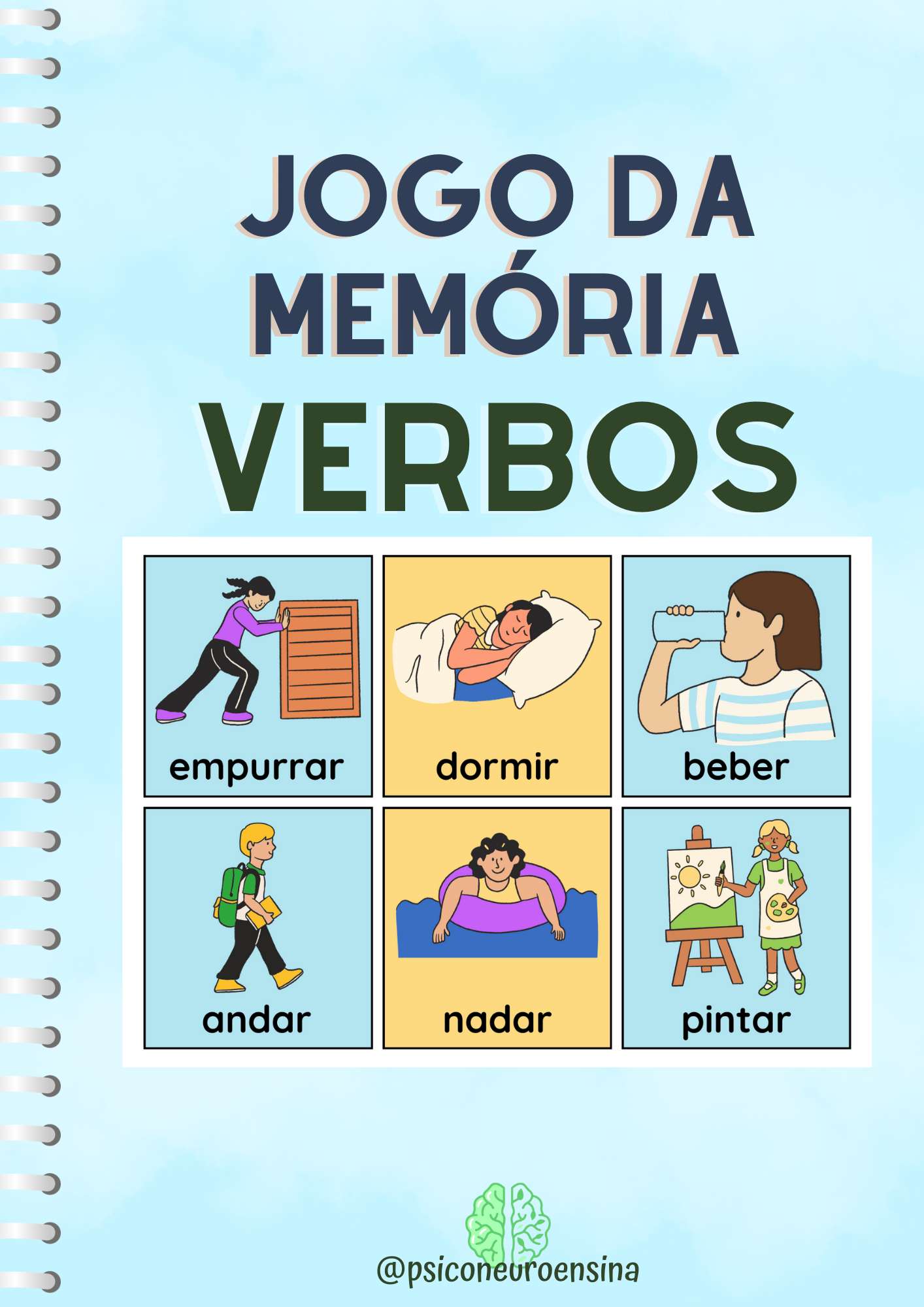 Jogo da memória com verbos no infinitivo