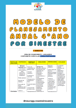 Planejamento anual 4º ano por bimestre (modelo)
