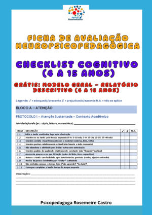 Protocolos de avaliação das funções executivas