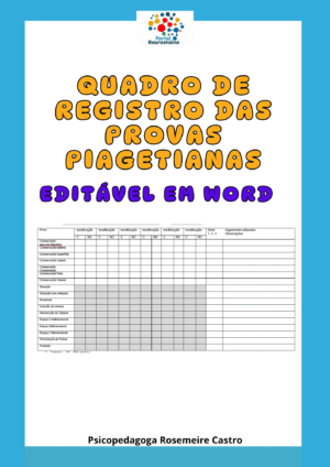 Quadro de registro das provas piagetianas